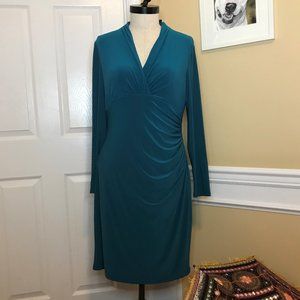 NWT RALPH LAUREN Teal Blue Midi Dress Sz 12